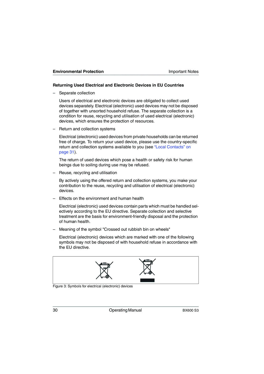 Fujitsu BX600 S3 manual Environmental Protection, Symbols for electrical electronic devices 