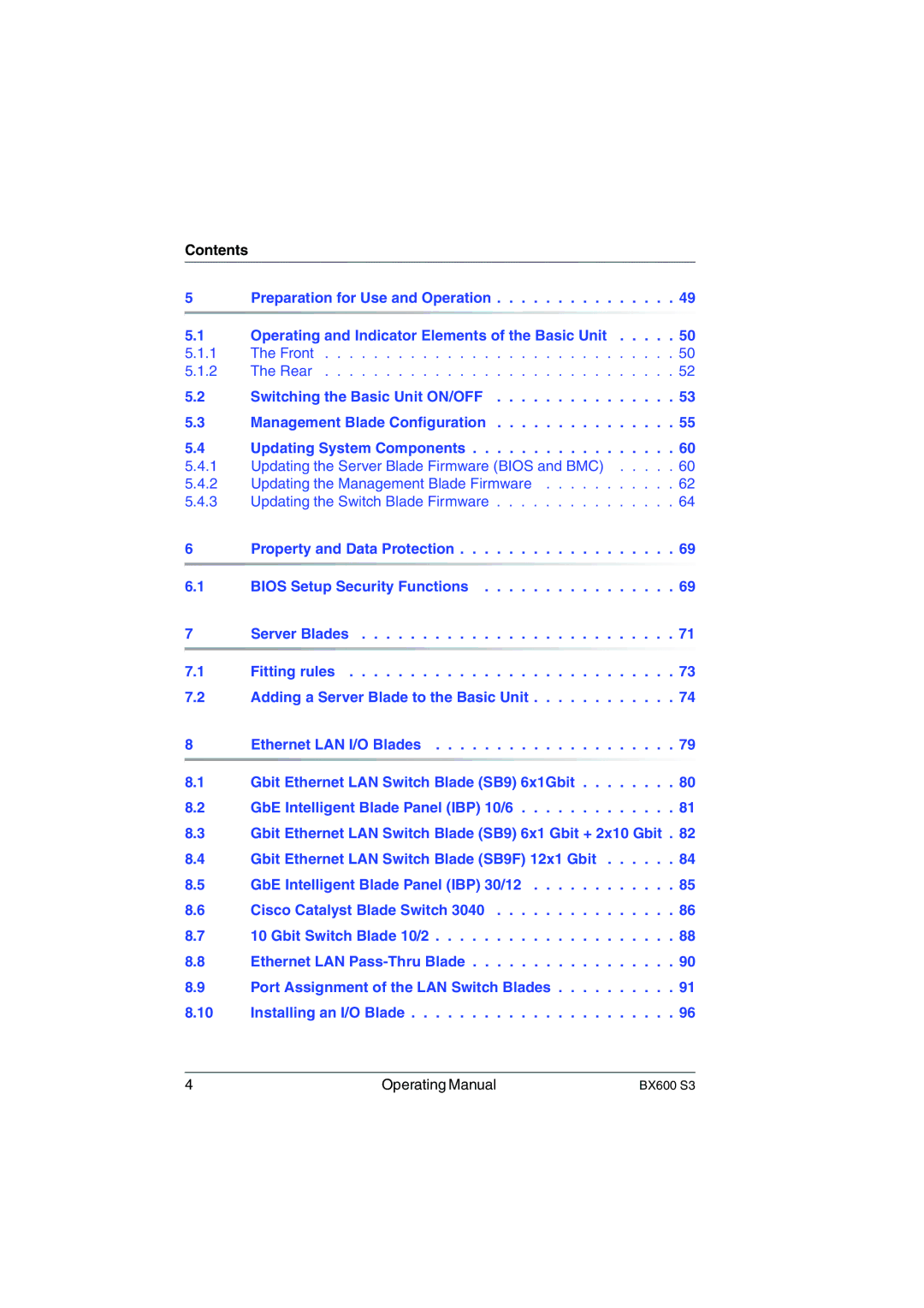 Fujitsu BX600 S3 manual Contents 