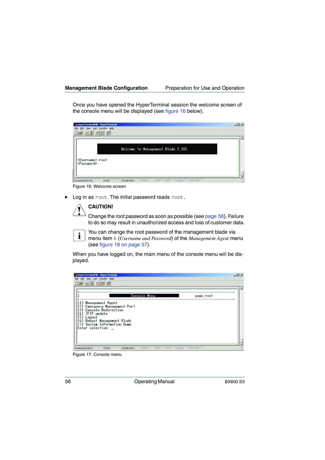 Fujitsu BX600 S3 manual Management Blade Configuration, Vcaution 