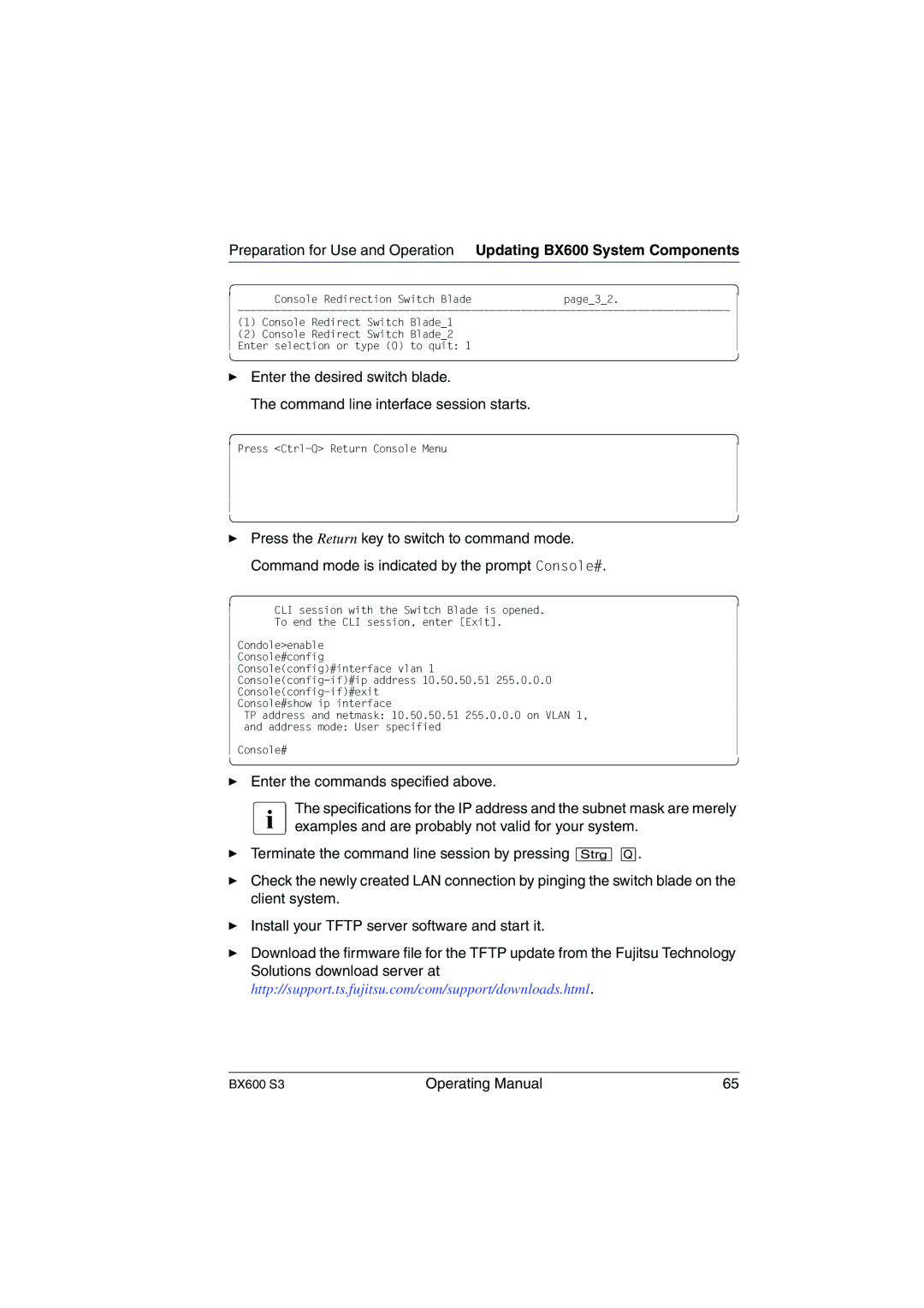 Fujitsu BX600 S3 manual ⎜ Press Ctrl-Q Return Console Menu 