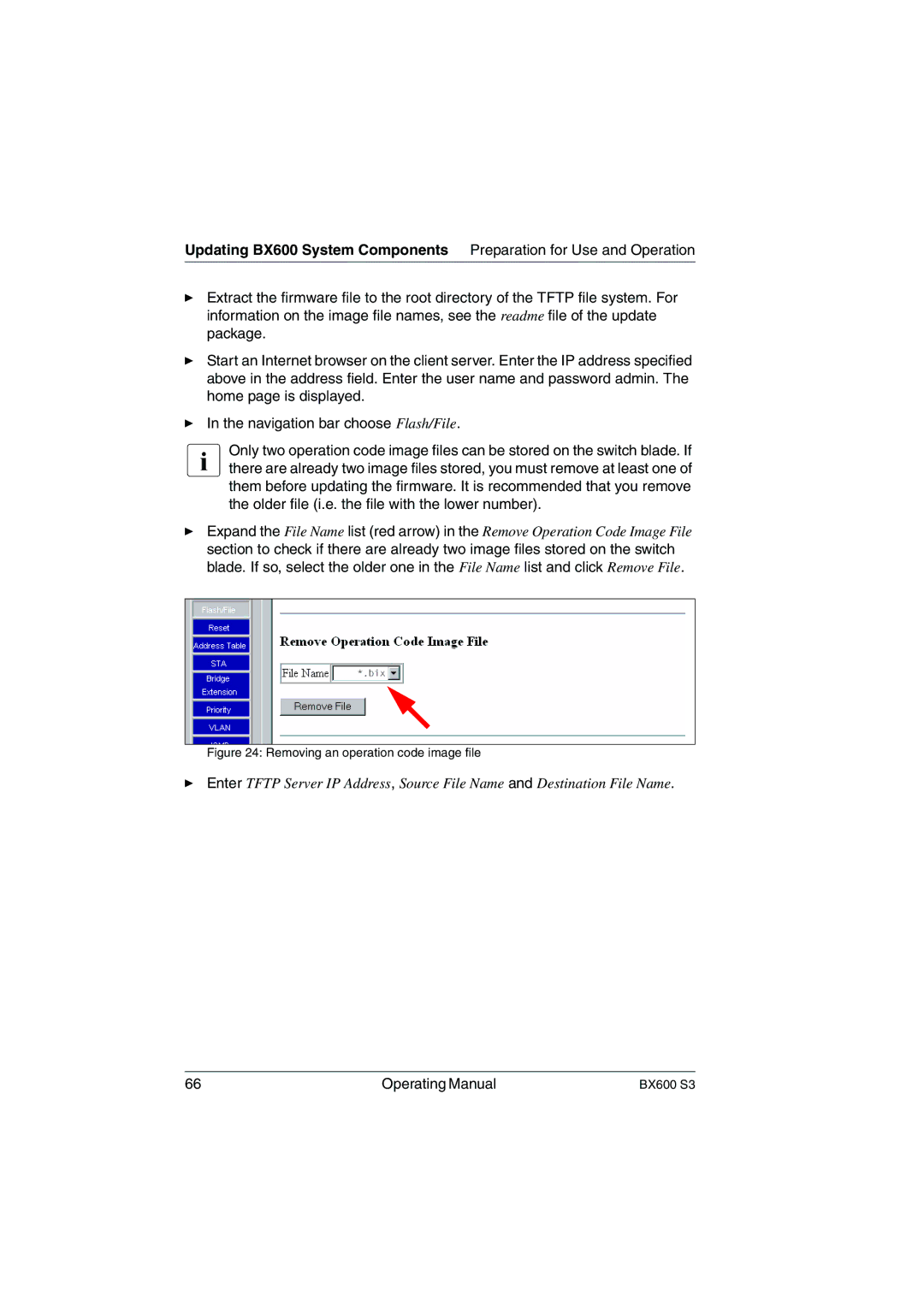 Fujitsu BX600 S3 manual Removing an operation code image file 