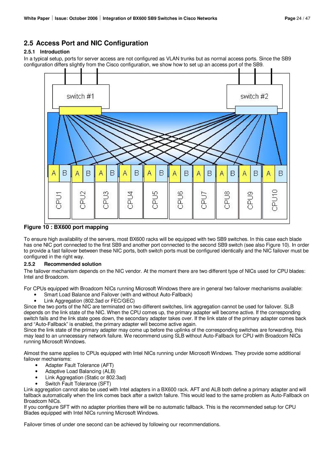 Fujitsu BX600 SB9 manual Access Port and NIC Configuration, BX600 port mapping 