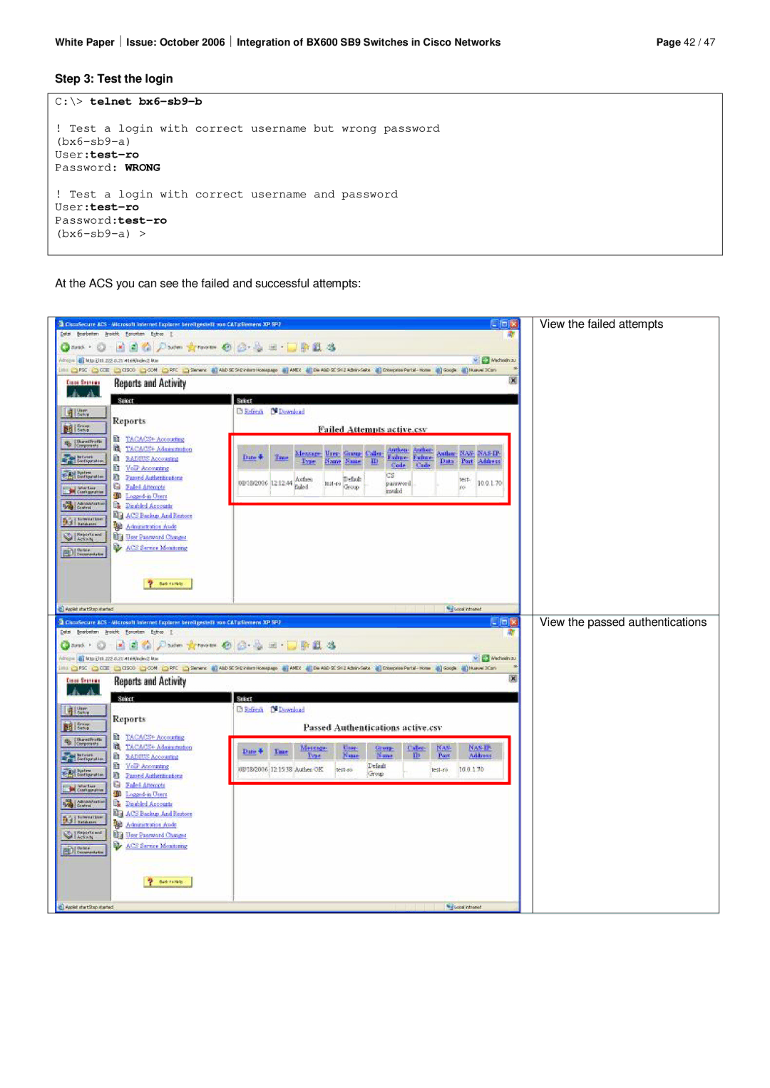 Fujitsu BX600 SB9 manual Test the login 