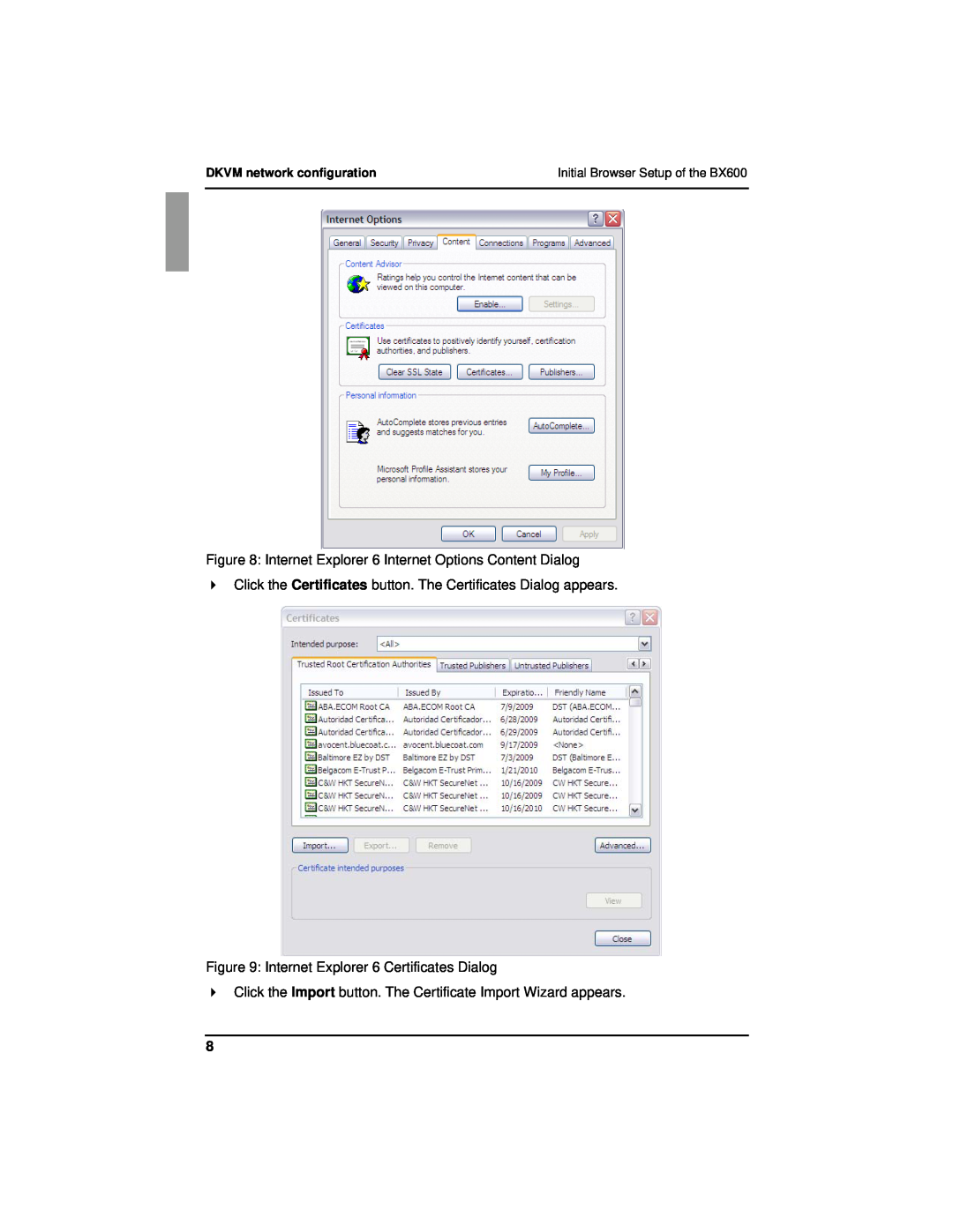 Fujitsu BX600 manual Internet Explorer 6 Certificates Dialog 