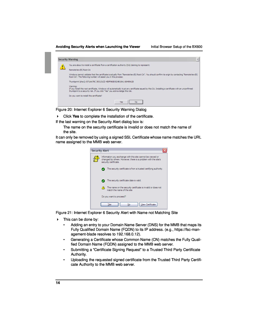 Fujitsu BX600 manual Internet Explorer 6 Security Warning Dialog 