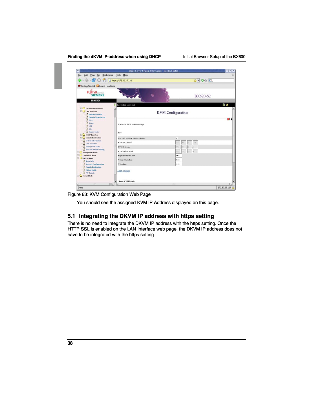 Fujitsu BX600 manual KVM Configuration Web Page 