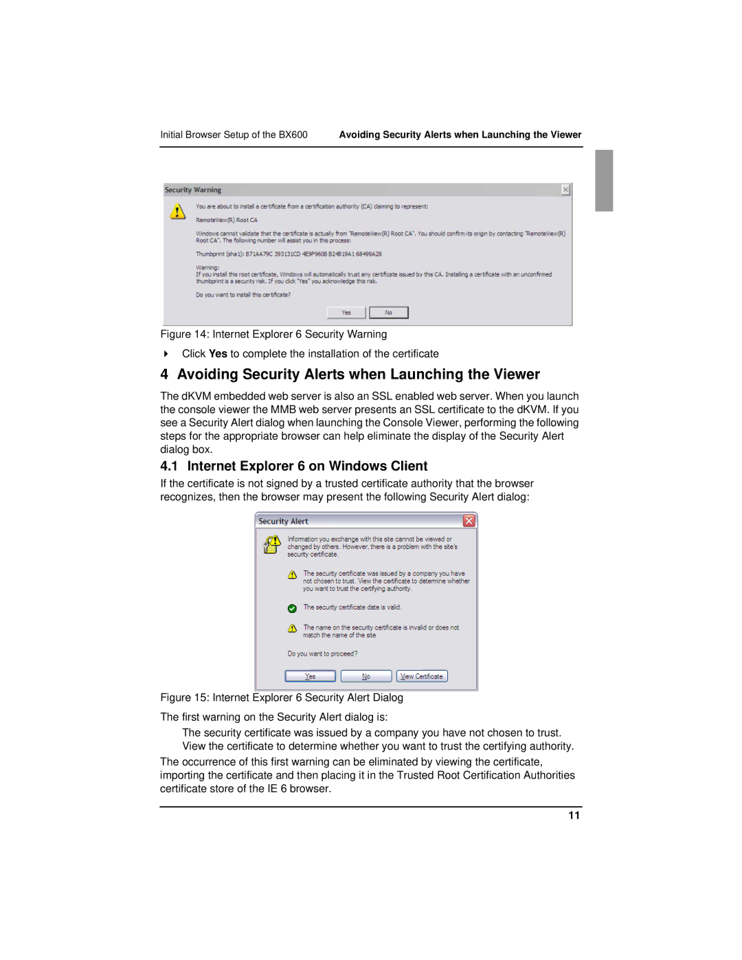Fujitsu BX600 manual Avoiding Security Alerts when Launching the Viewer, Internet Explorer 6 on Windows Client 