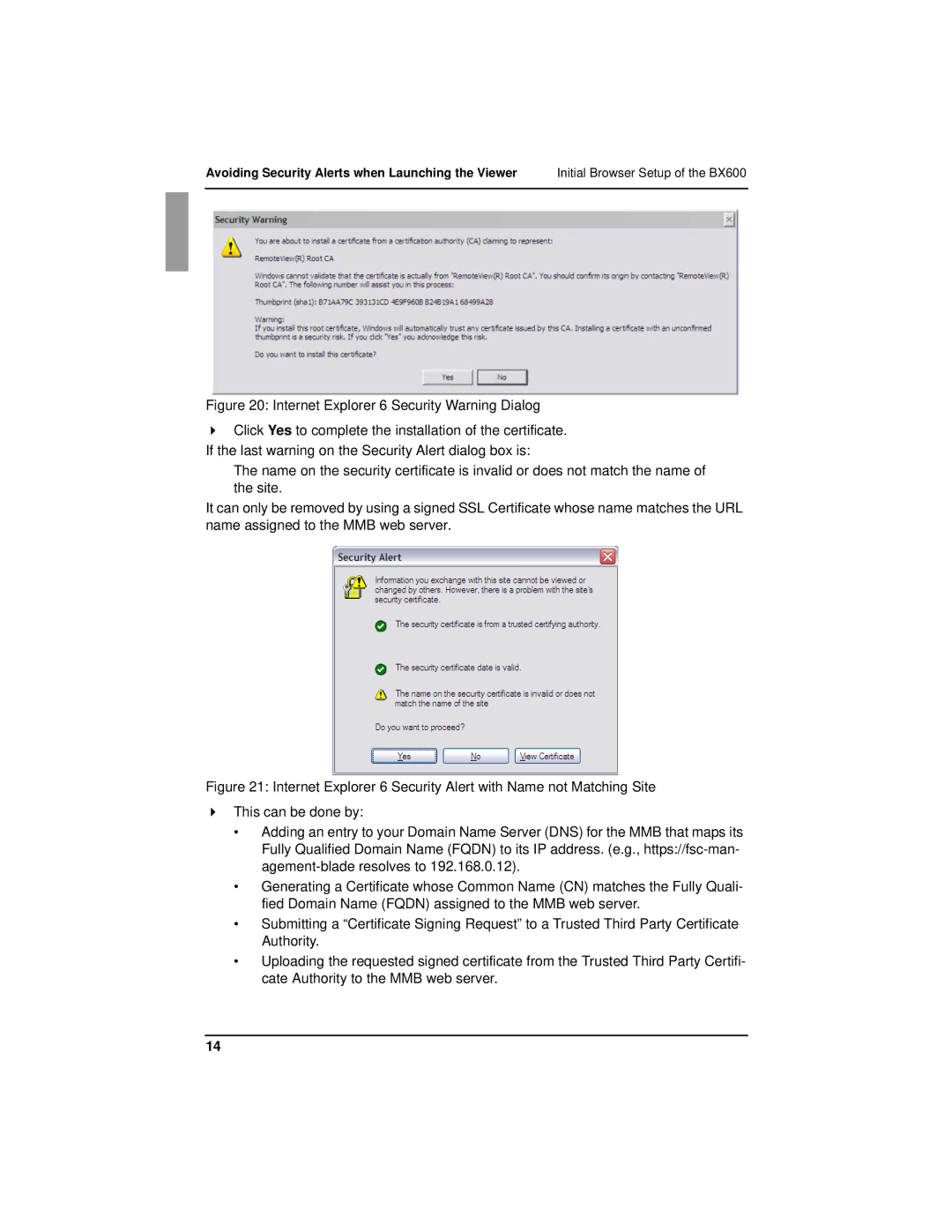 Fujitsu BX600 manual Internet Explorer 6 Security Warning Dialog 