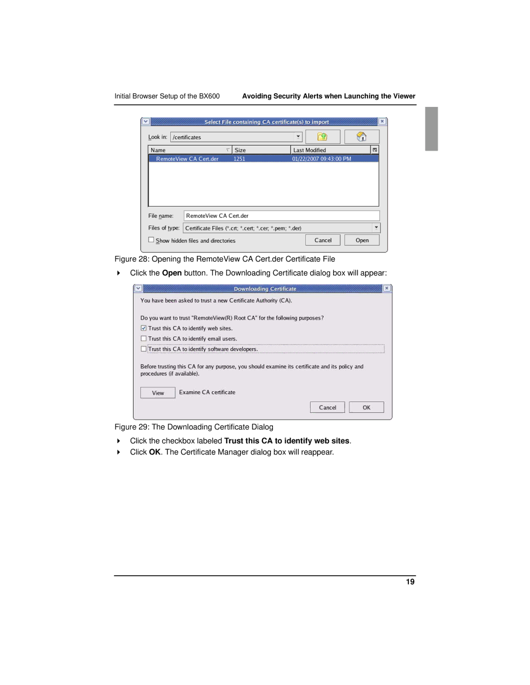 Fujitsu BX600 manual Downloading Certificate Dialog 