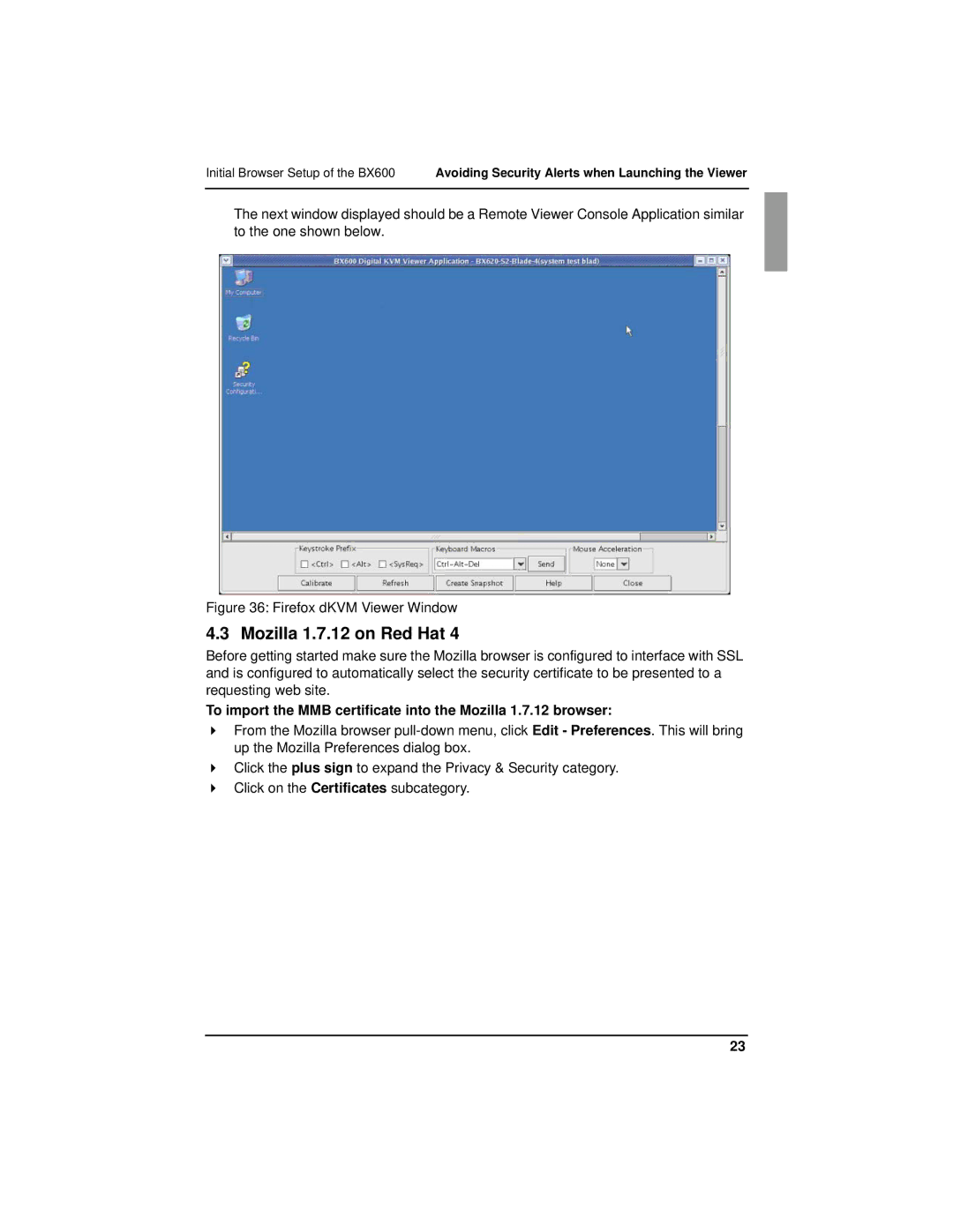 Fujitsu BX600 manual Mozilla 1.7.12 on Red Hat, Firefox dKVM Viewer Window 