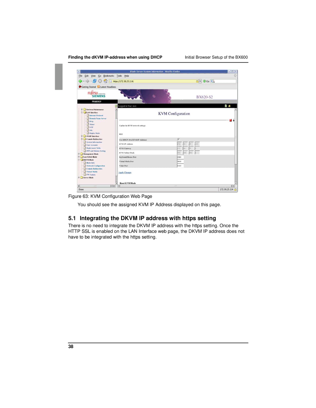 Fujitsu BX600 manual Integrating the Dkvm IP address with https setting 