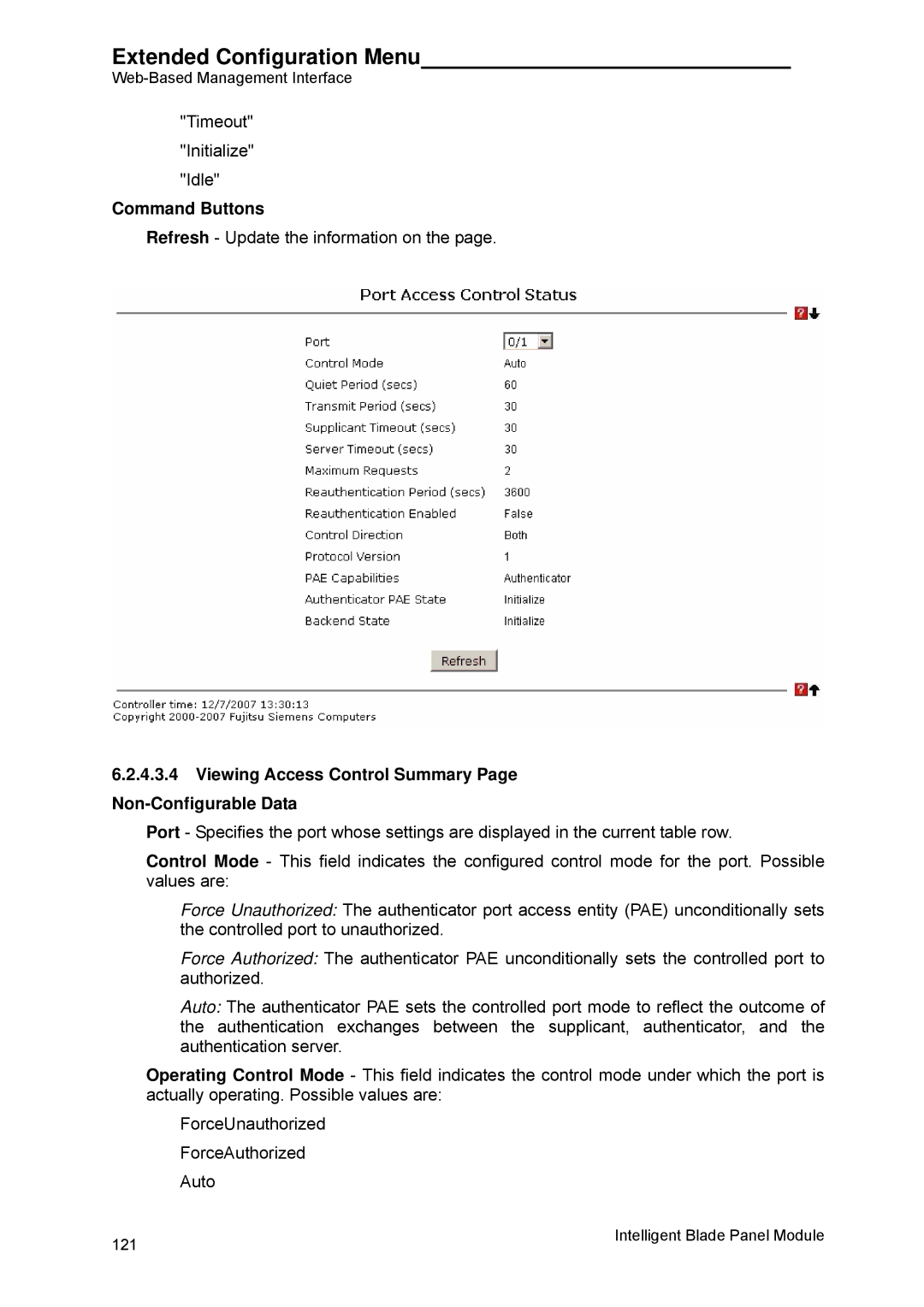 Fujitsu BX600 manual Command Buttons, Viewing Access Control Summary Page Non-Configurable Data 