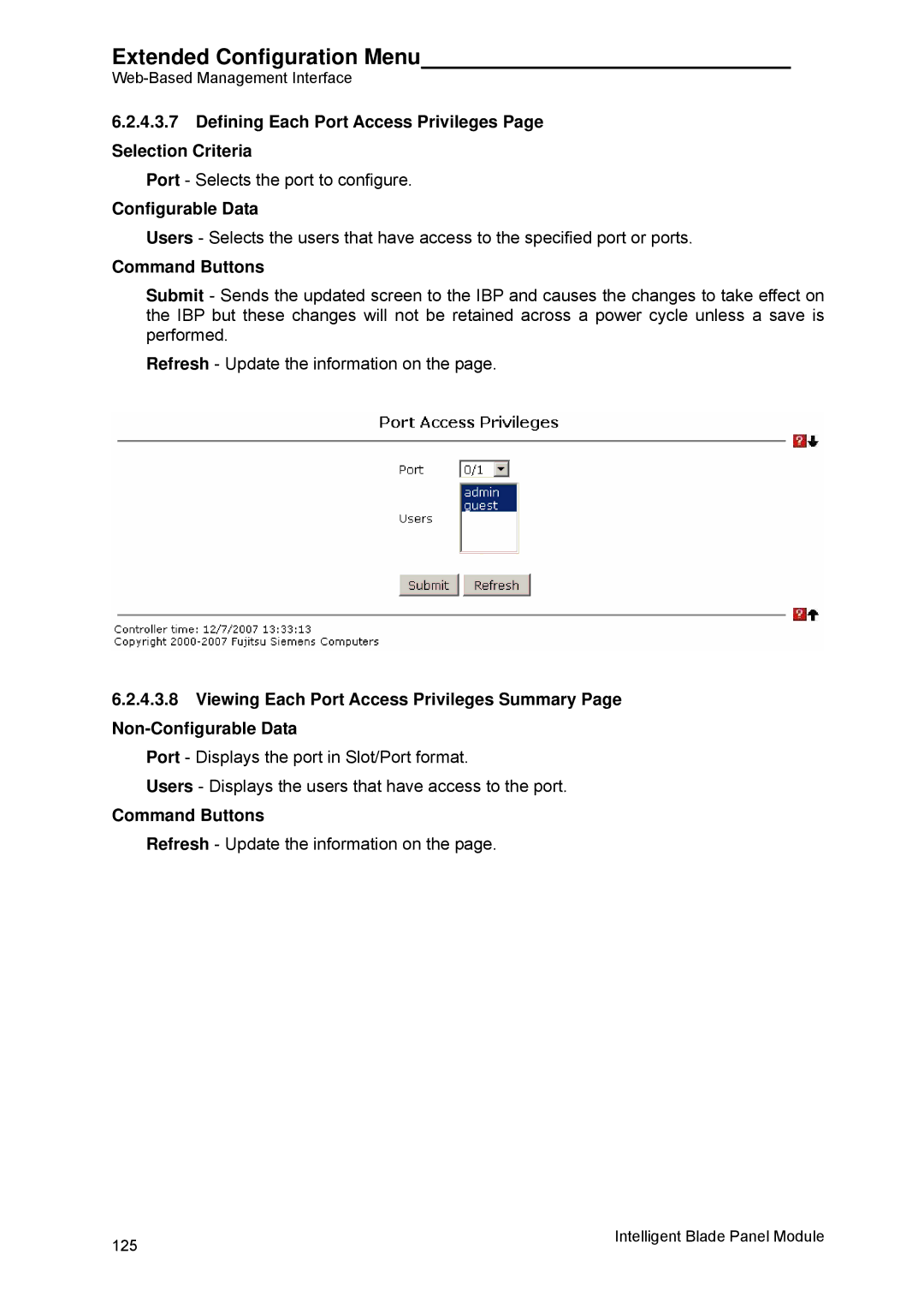 Fujitsu BX600 manual Defining Each Port Access Privileges Page Selection Criteria 