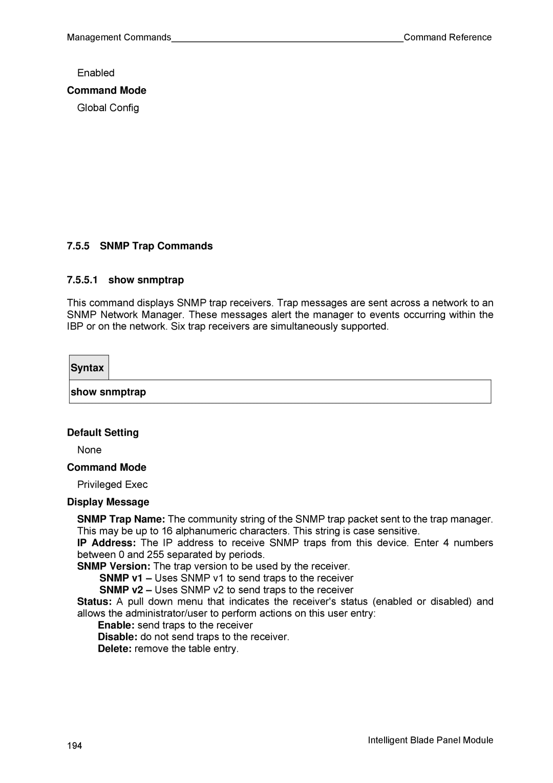 Fujitsu BX600 manual Snmp Trap Commands Show snmptrap 