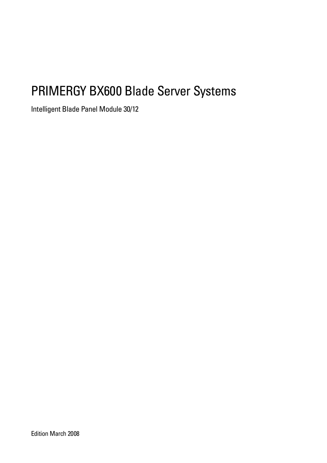 Fujitsu manual Primergy BX600 Blade Server Systems 