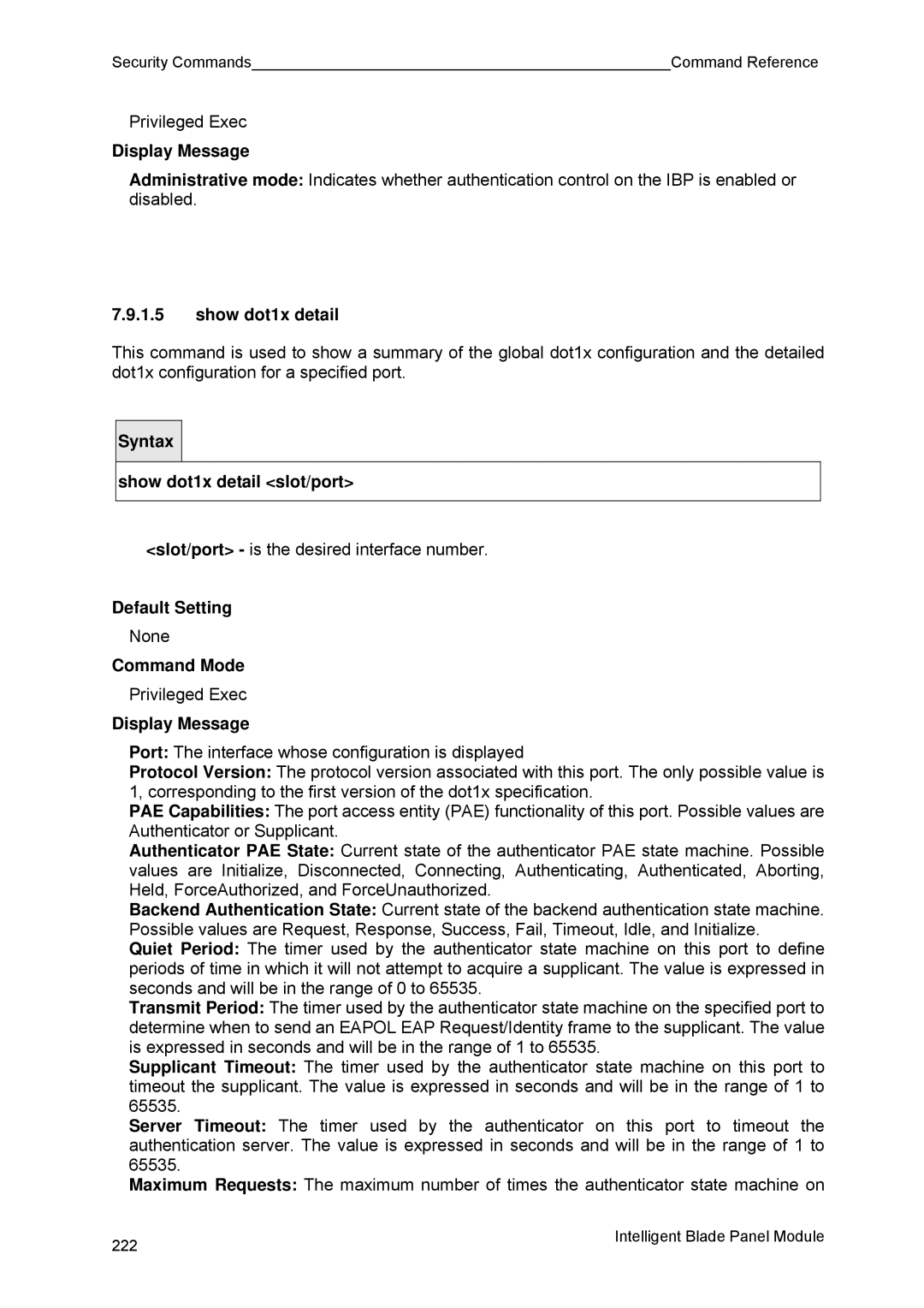 Fujitsu BX600 manual Show dot1x detail 