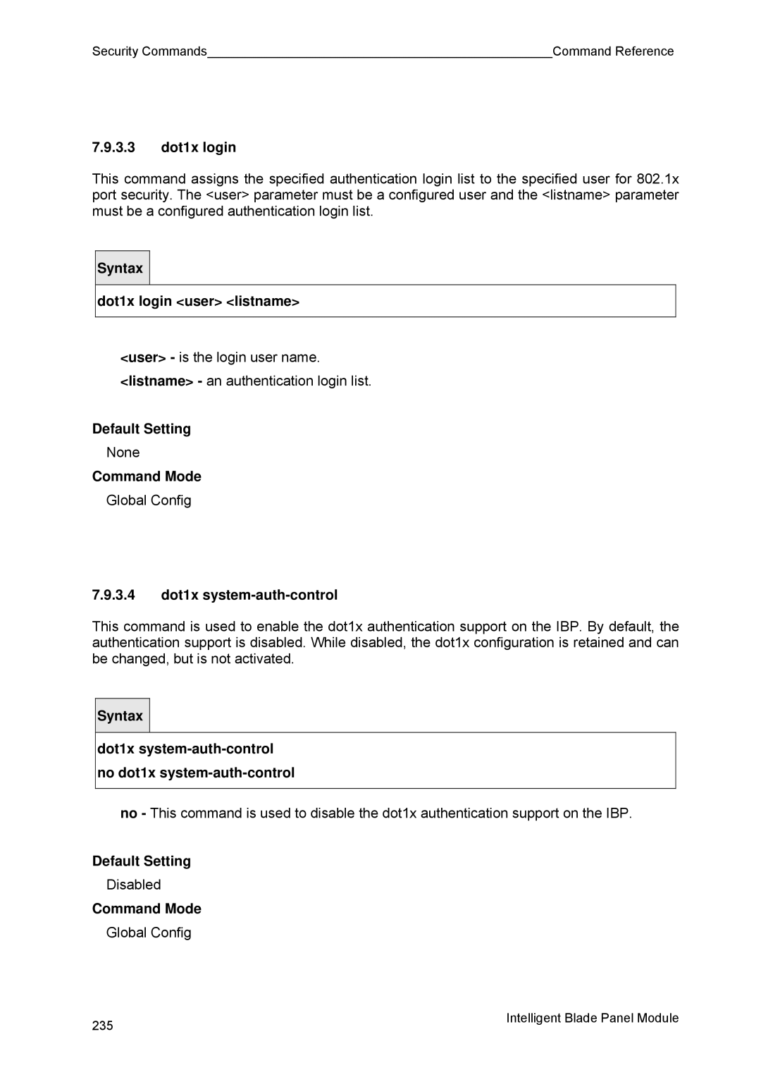 Fujitsu BX600 manual 3.3 dot1x login, Dot1x login user listname, 3.4 dot1x system-auth-control 