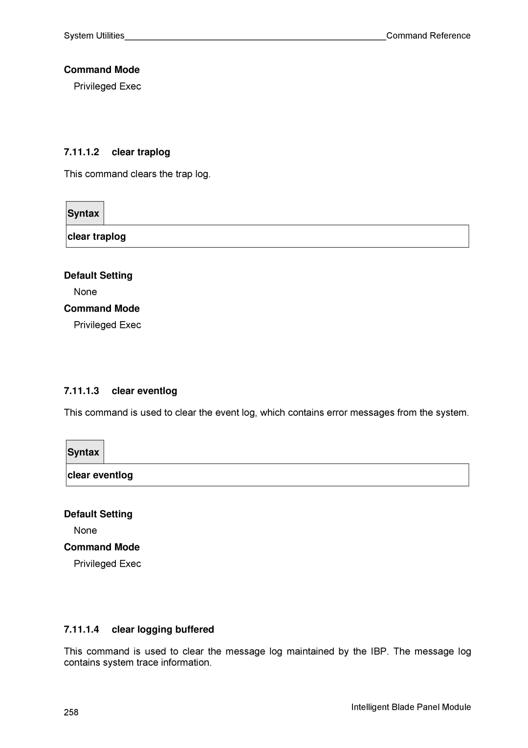 Fujitsu BX600 manual Clear traplog, Clear eventlog 