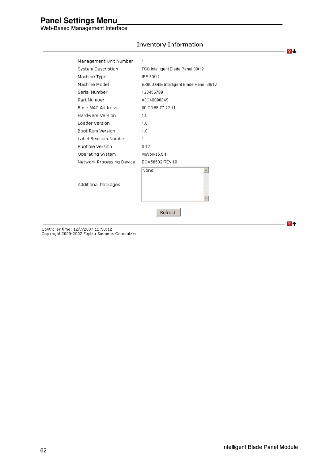 Fujitsu BX600 manual Panel Settings Menu 