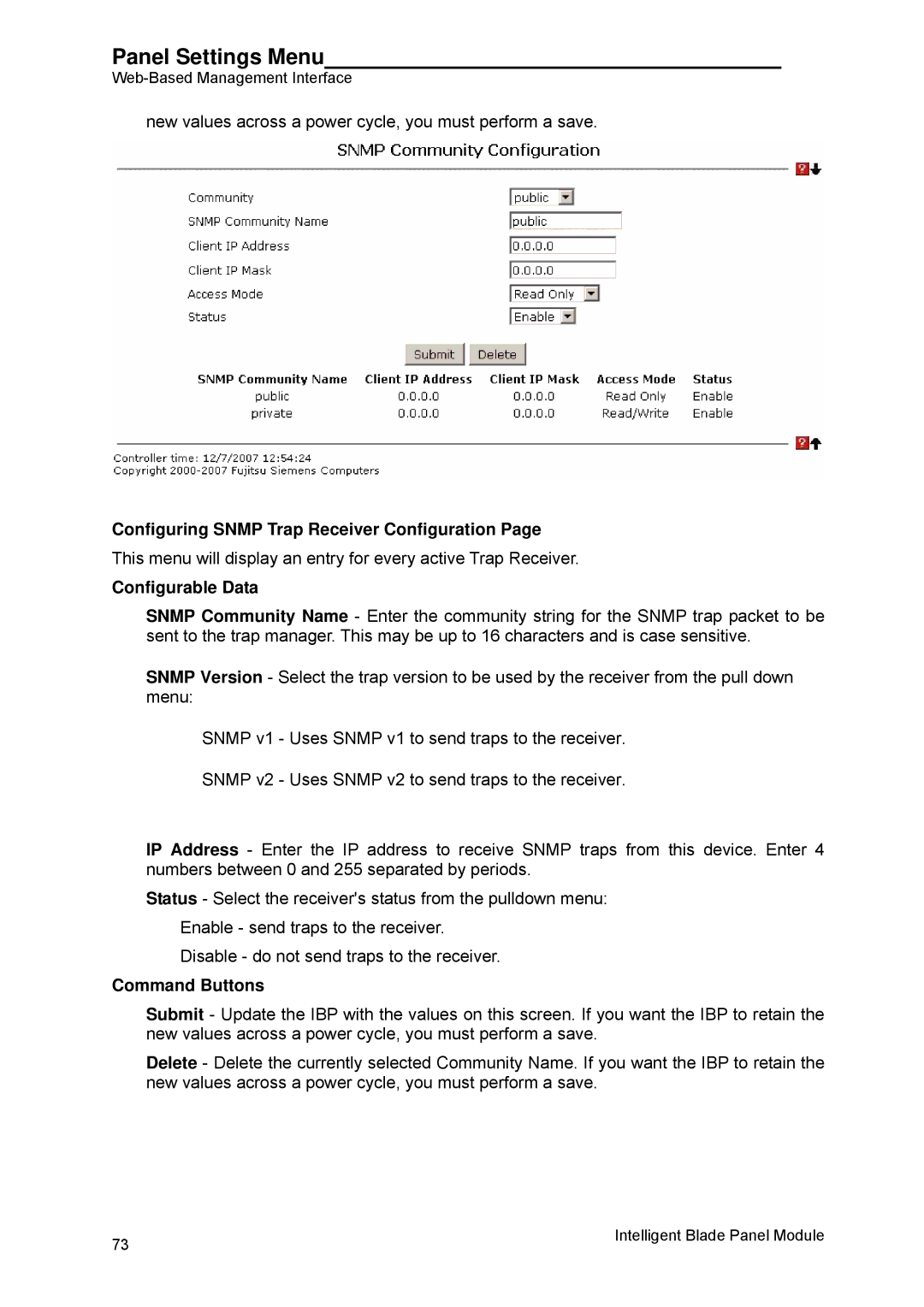 Fujitsu BX600 manual Configuring Snmp Trap Receiver Configuration 