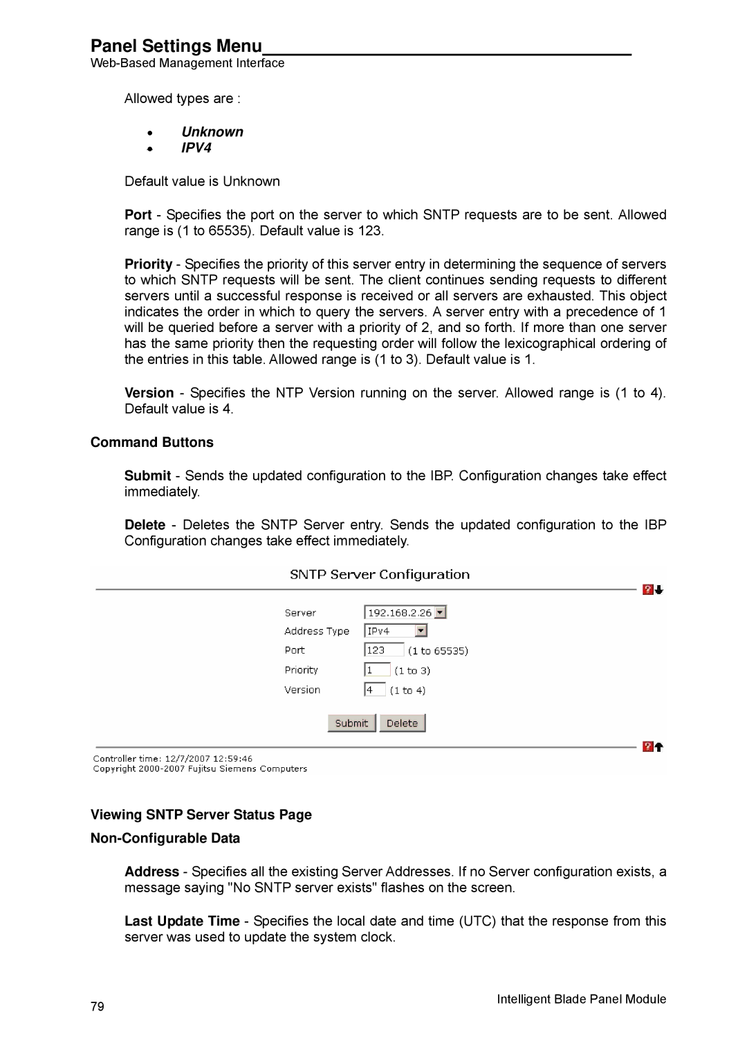 Fujitsu BX600 manual Unknown IPV4, Viewing Sntp Server Status Non-Configurable Data 