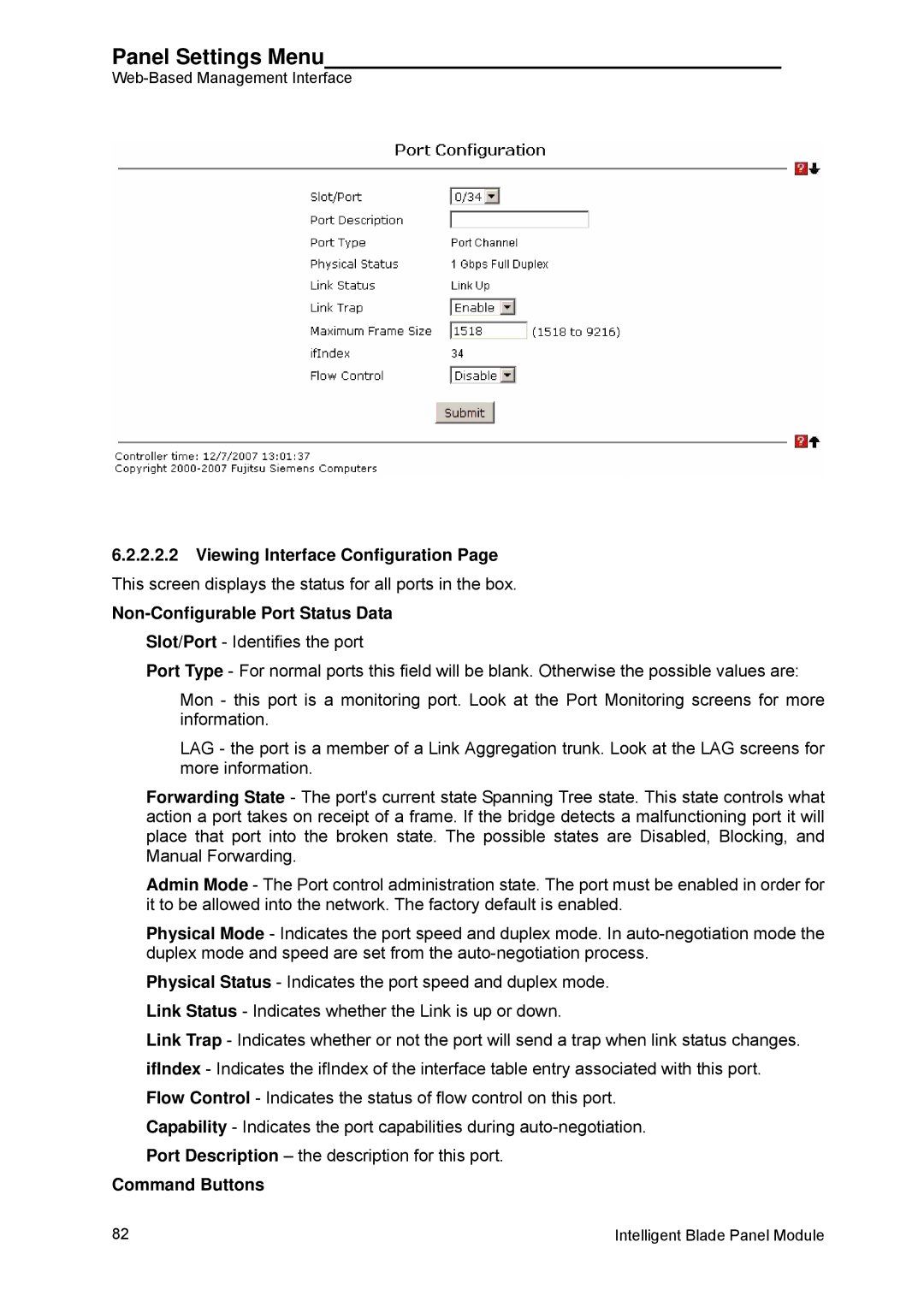 Fujitsu BX600 manual Panel Settings Menu 