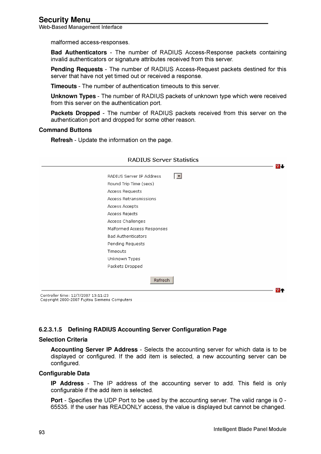 Fujitsu BX600 manual Security Menu 