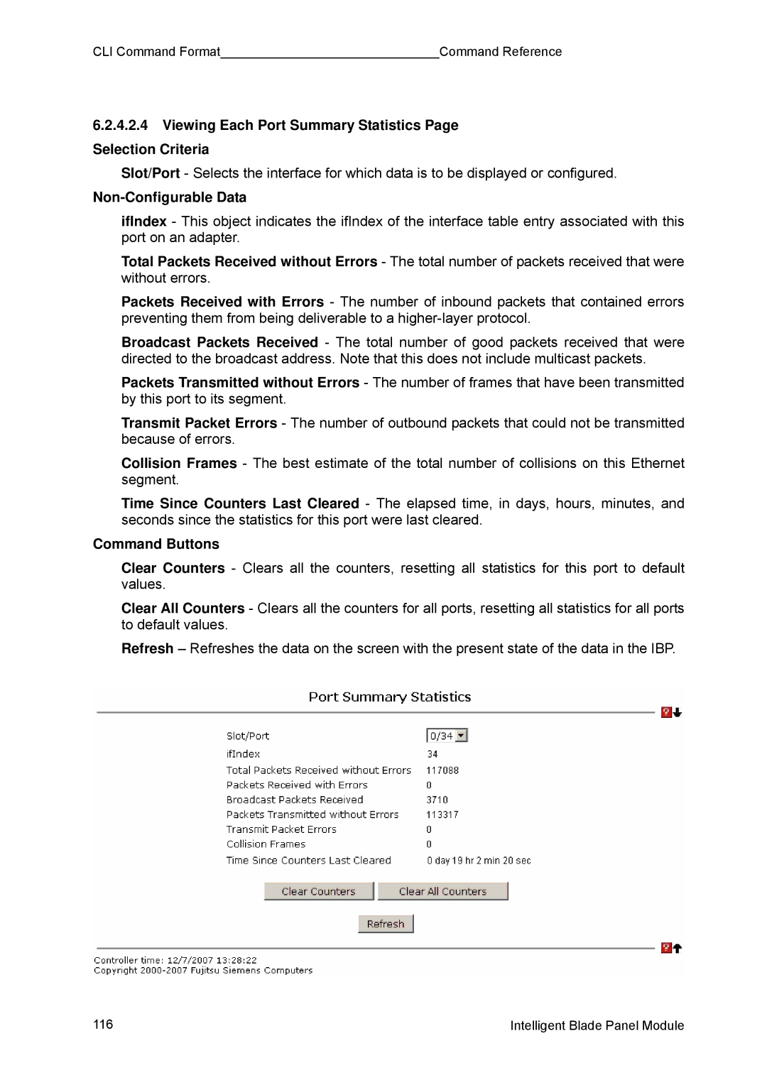 Fujitsu BX600 manual Viewing Each Port Summary Statistics Page Selection Criteria 