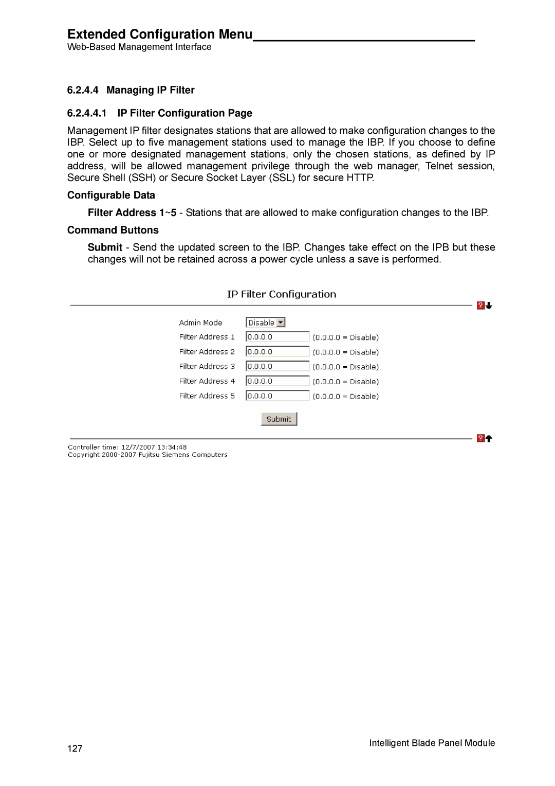 Fujitsu BX600 manual Managing IP Filter IP Filter Configuration 