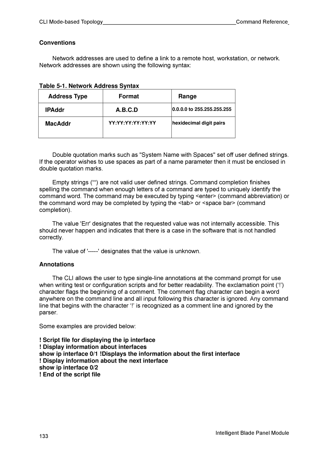 Fujitsu BX600 manual Conventions, Network Address Syntax Address Type Format Range IPAddr, MacAddr, Annotations 