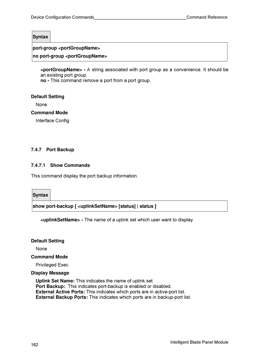 Fujitsu BX600 manual Port Backup Show Commands 