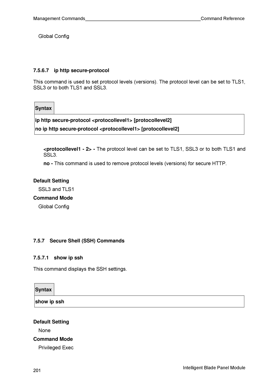 Fujitsu BX600 manual Ip http secure-protocol, Secure Shell SSH Commands Show ip ssh 