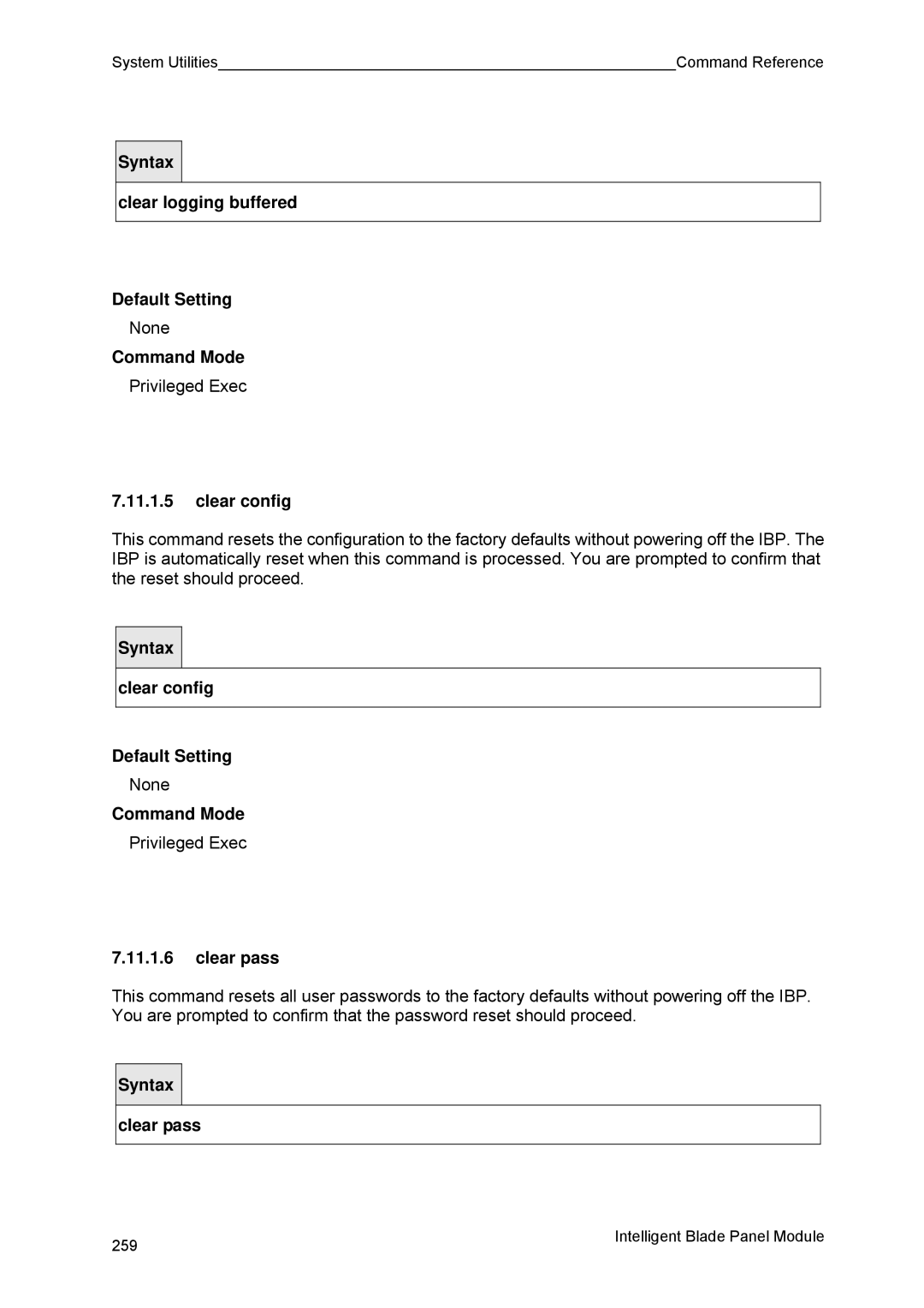 Fujitsu BX600 manual Clear config, Clear pass 