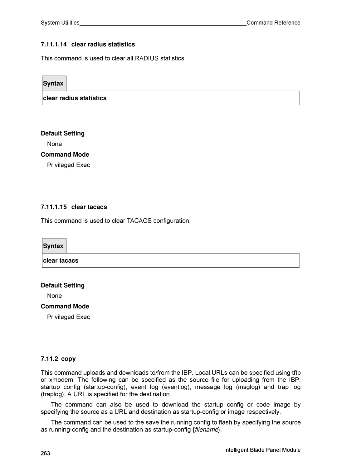 Fujitsu BX600 manual Clear radius statistics, Clear tacacs, Copy 