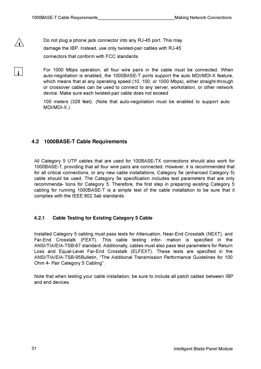 Fujitsu BX600 manual 1000BASE-T Cable Requirements, Cable Testing for Existing Category 5 Cable 