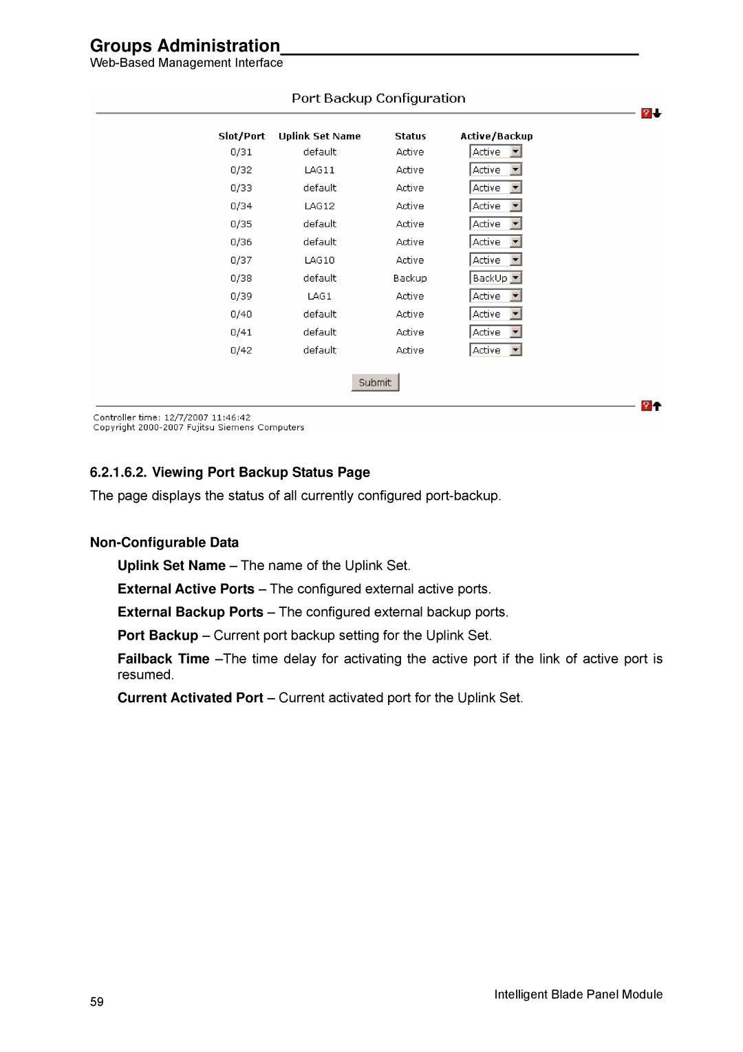 Fujitsu BX600 manual Viewing Port Backup Status 