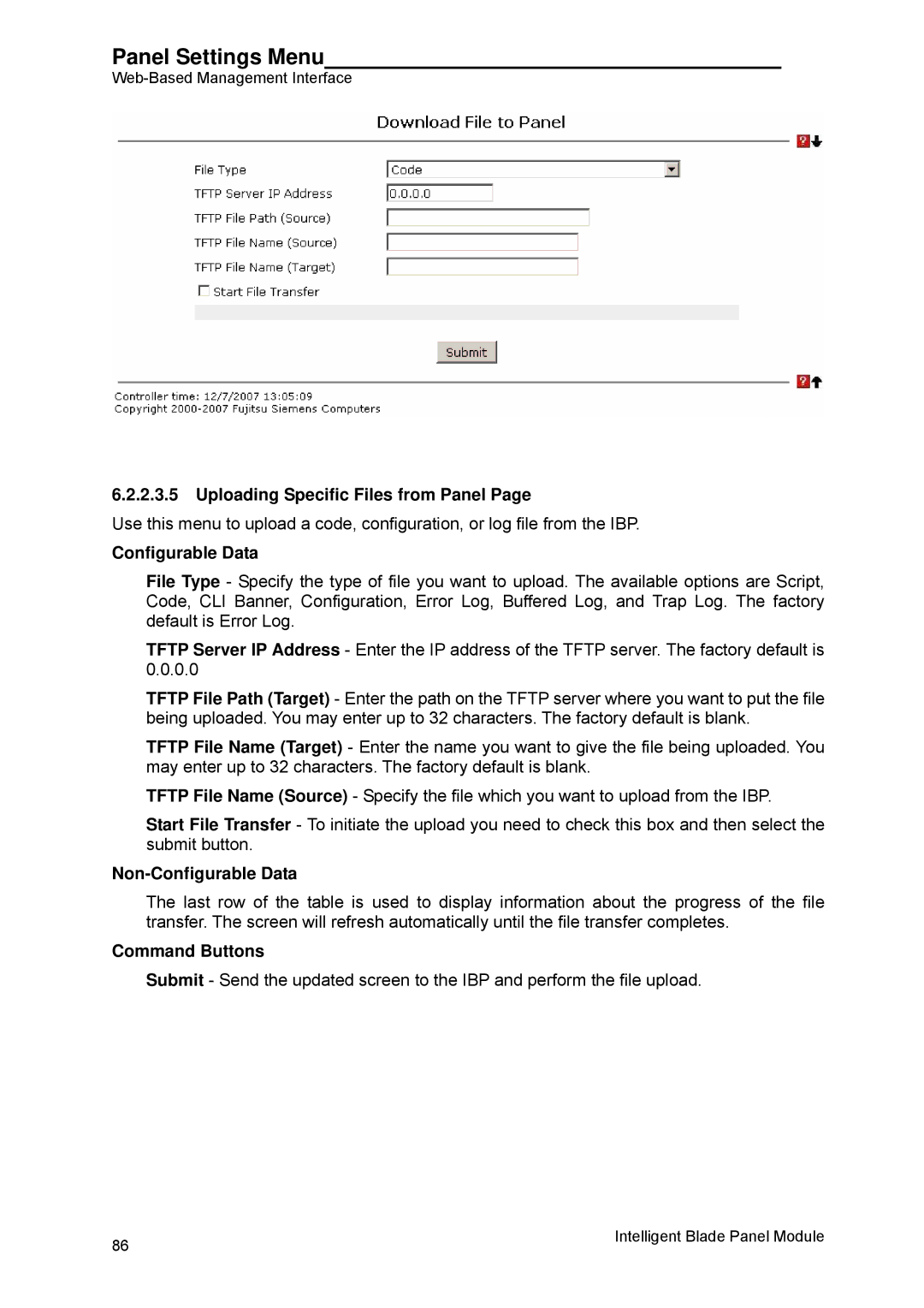 Fujitsu BX600 manual Uploading Specific Files from Panel 