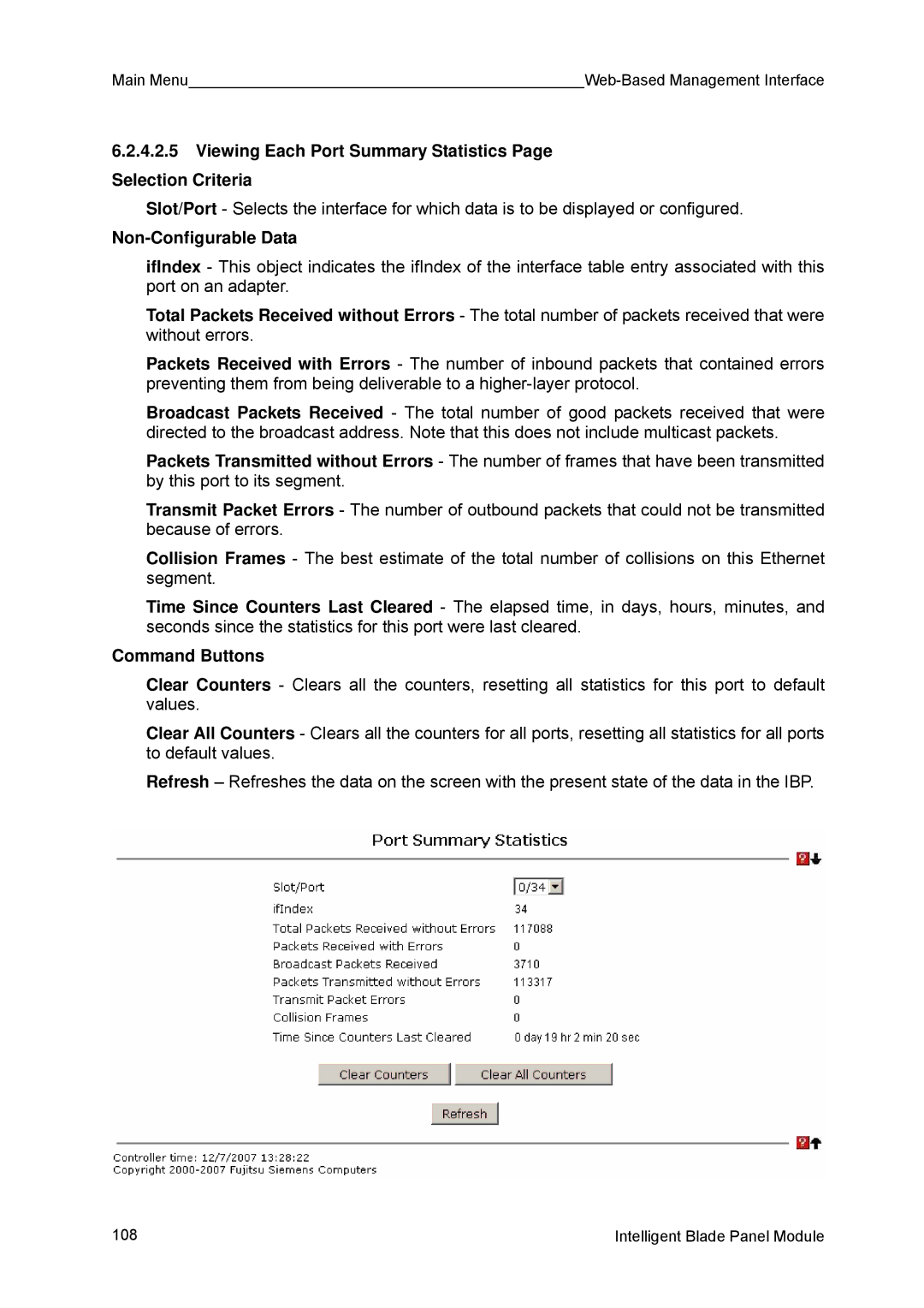 Fujitsu BX600 manual Viewing Each Port Summary Statistics Page Selection Criteria 