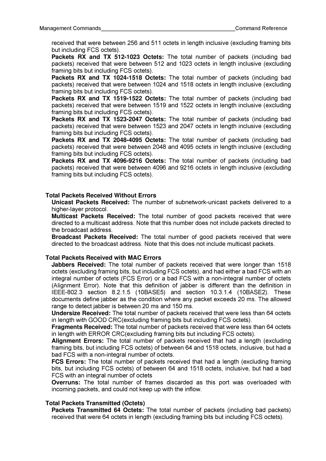 Fujitsu BX600 manual Total Packets Received Without Errors, Total Packets Received with MAC Errors 