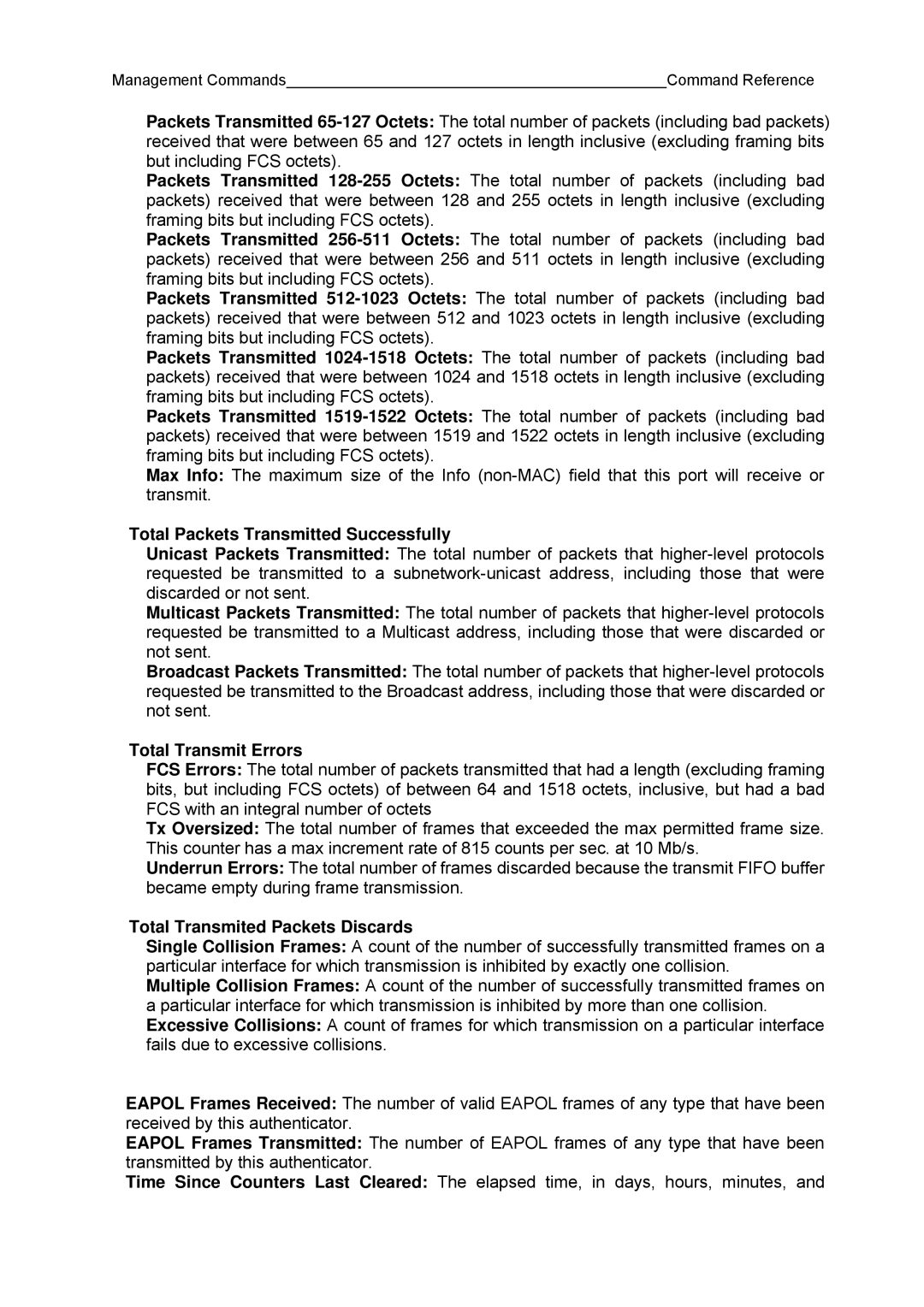 Fujitsu BX600 manual Total Packets Transmitted Successfully, Total Transmit Errors, Total Transmited Packets Discards 