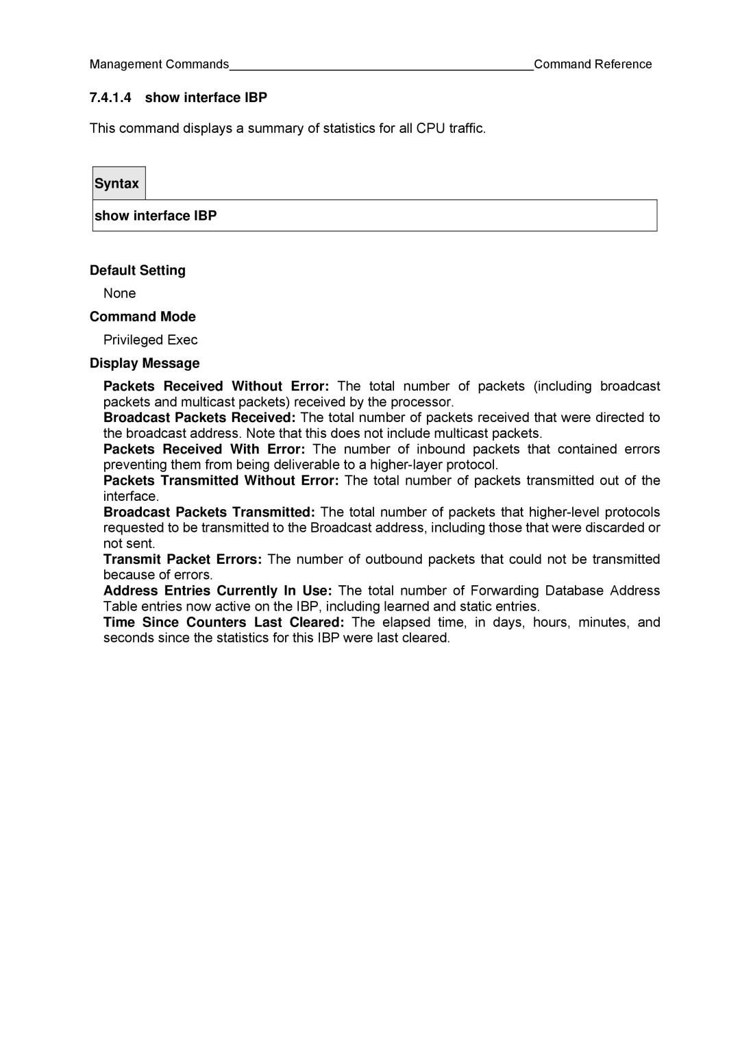 Fujitsu BX600 manual Show interface IBP, Syntax 