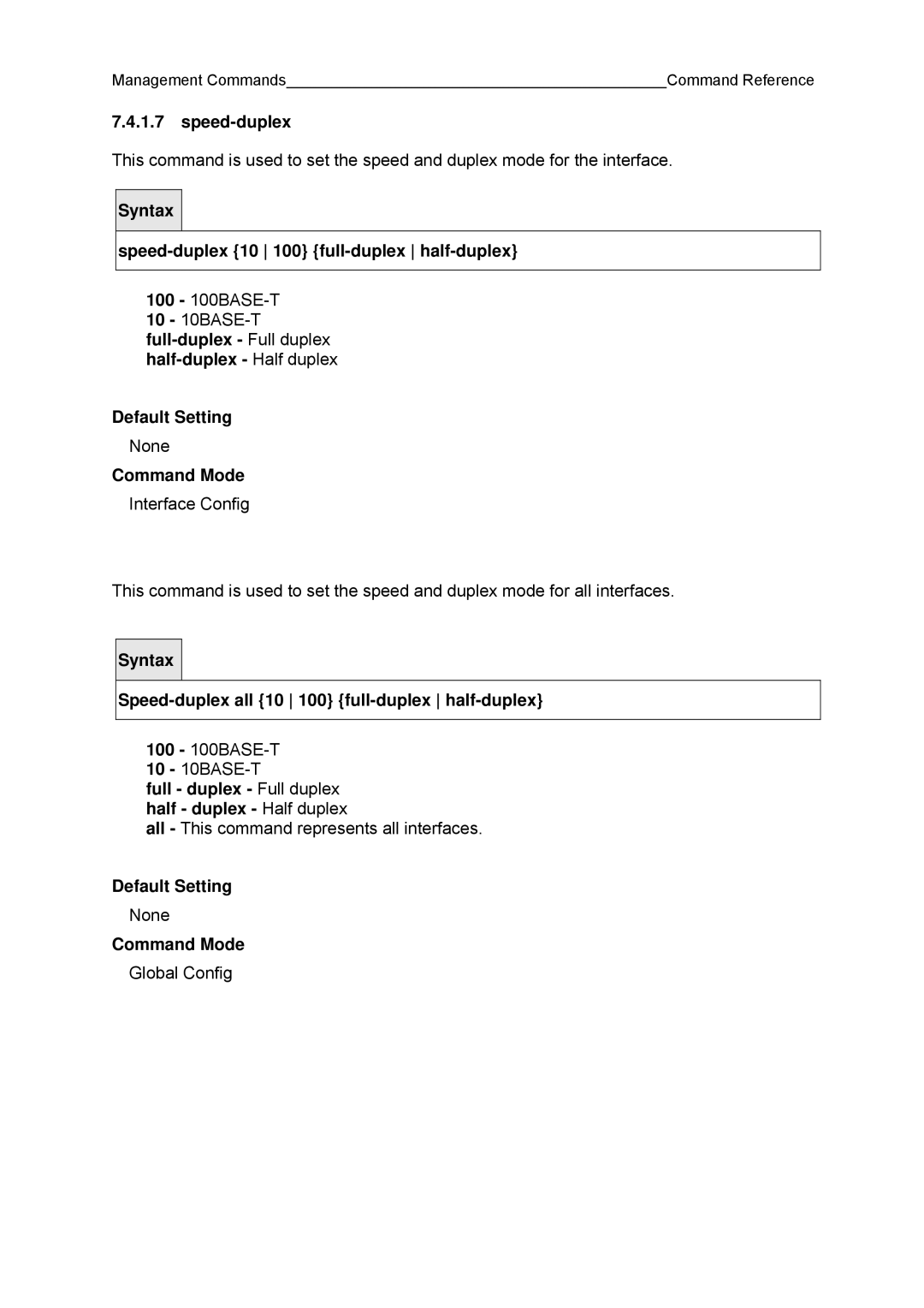 Fujitsu BX600 manual Speed-duplex 10 100 full-duplex half-duplex, Speed-duplex all 10 100 full-duplex half-duplex 