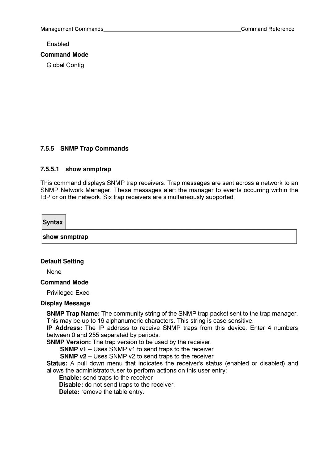 Fujitsu BX600 manual Snmp Trap Commands Show snmptrap 