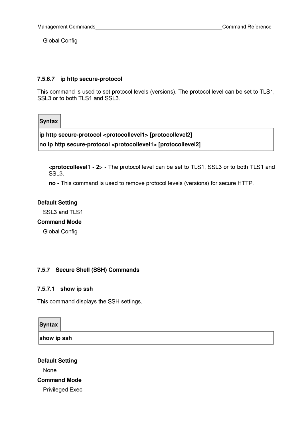 Fujitsu BX600 manual Ip http secure-protocol, Secure Shell SSH Commands Show ip ssh 