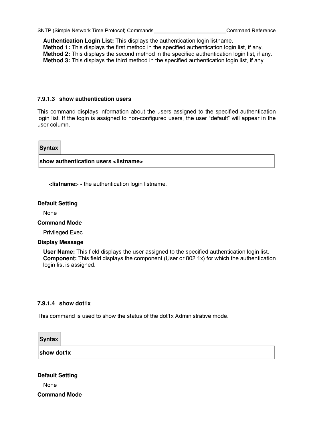 Fujitsu BX600 manual Show authentication users, Show dot1x 