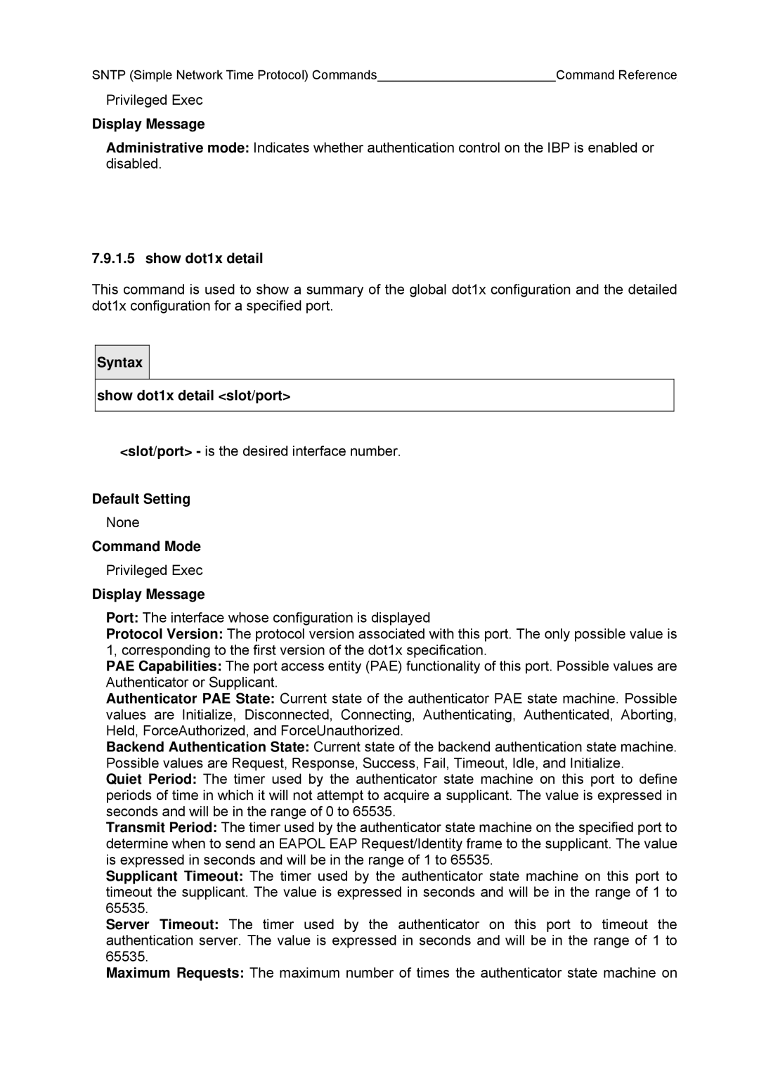 Fujitsu BX600 manual Show dot1x detail 