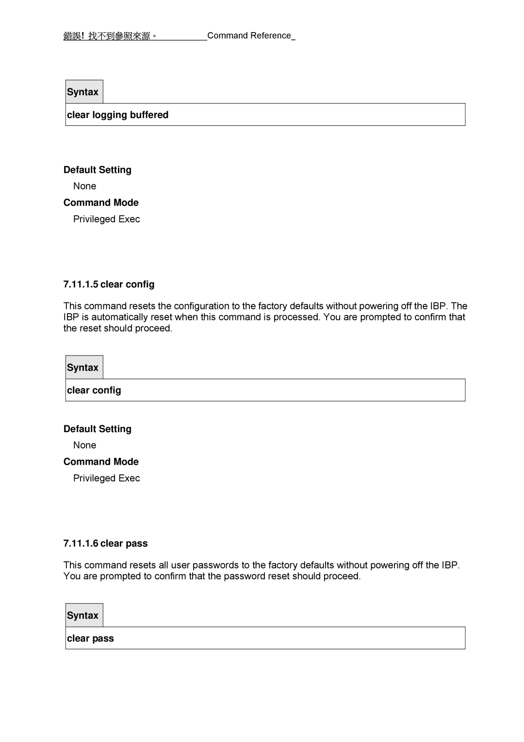 Fujitsu BX600 manual Clear config, Clear pass 