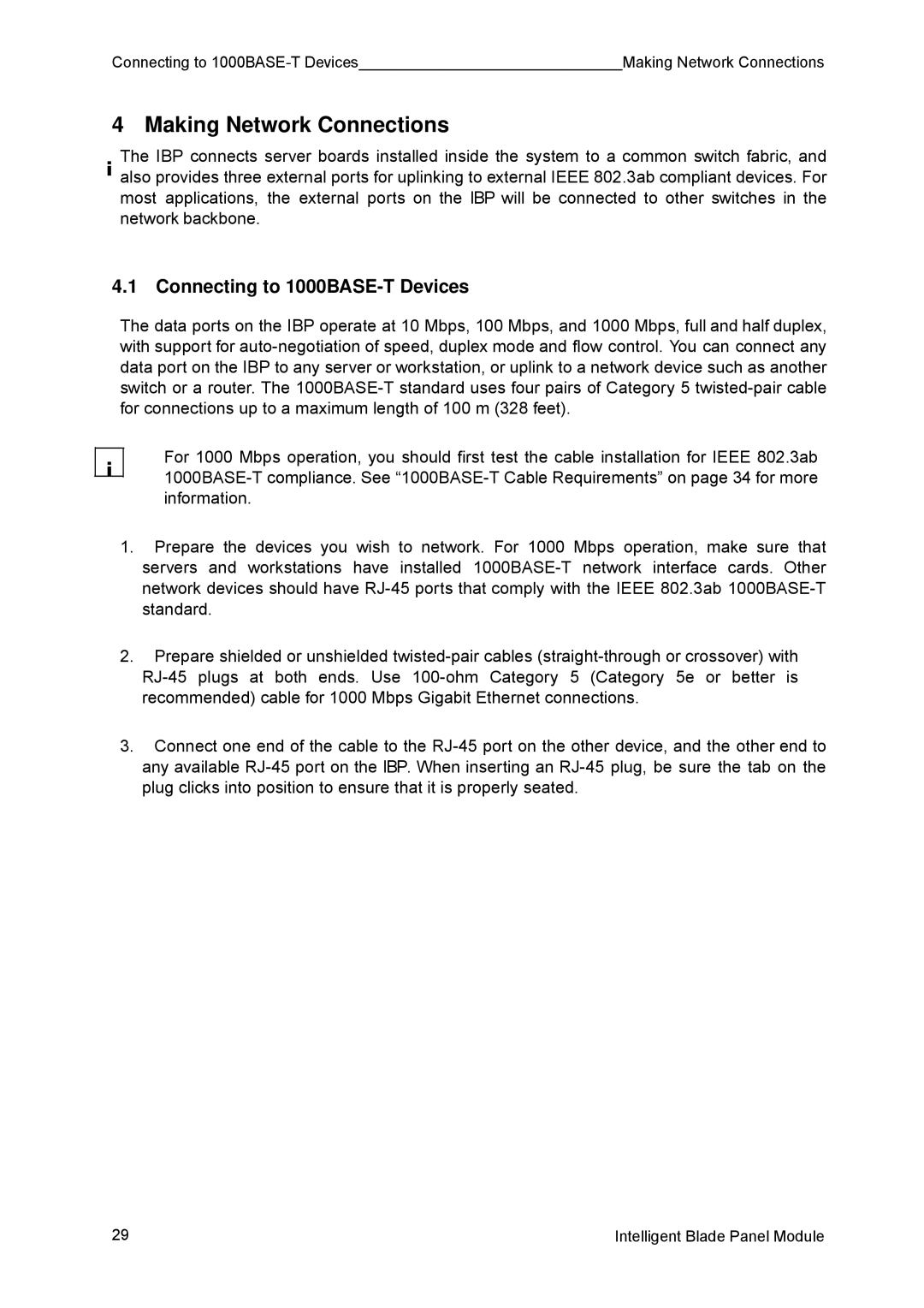 Fujitsu BX600 manual Making Network Connections, Connecting to 1000BASE-T Devices 