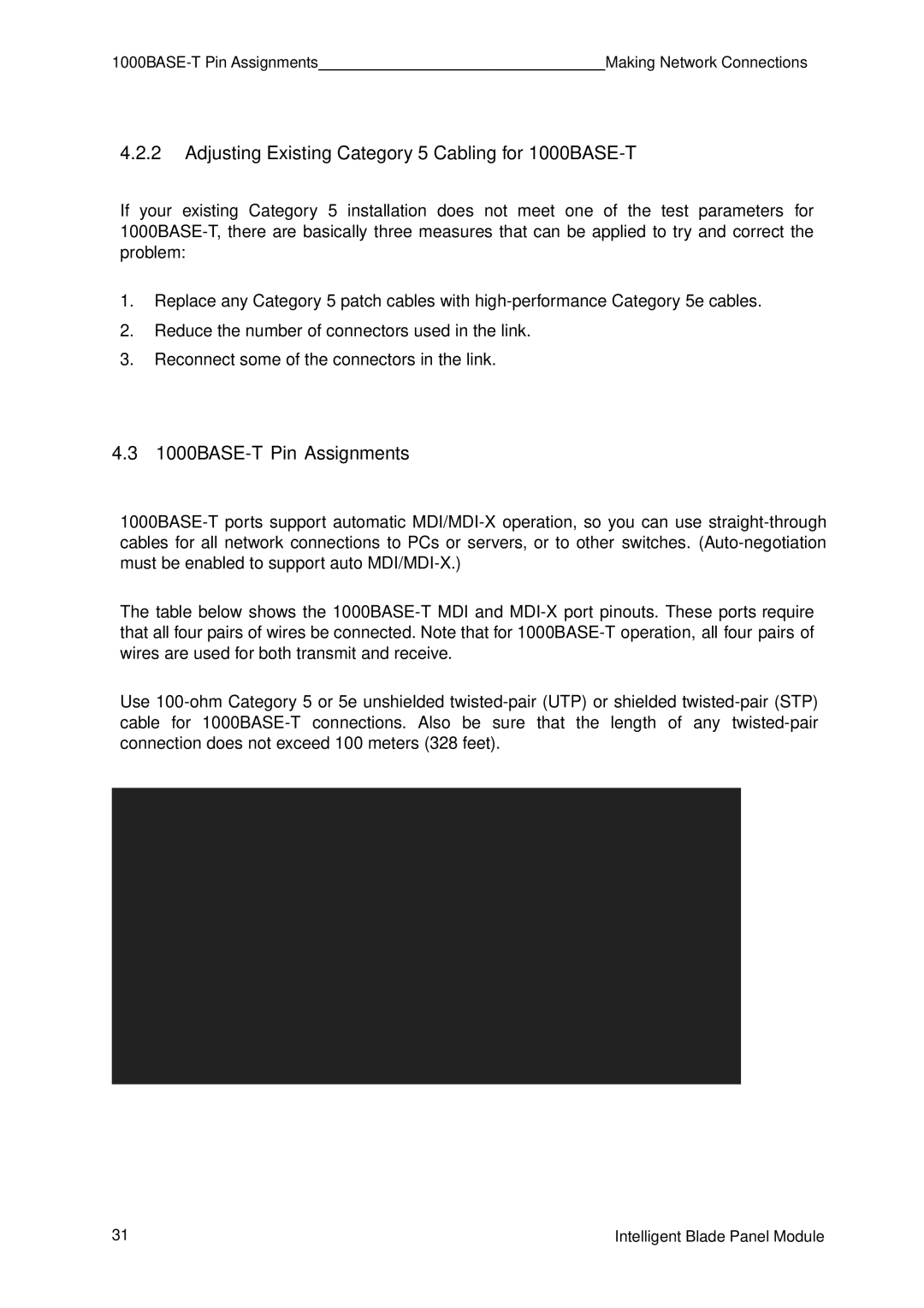 Fujitsu BX600 manual Adjusting Existing Category 5 Cabling for 1000BASE-T, 1000BASE-T Pin Assignments 