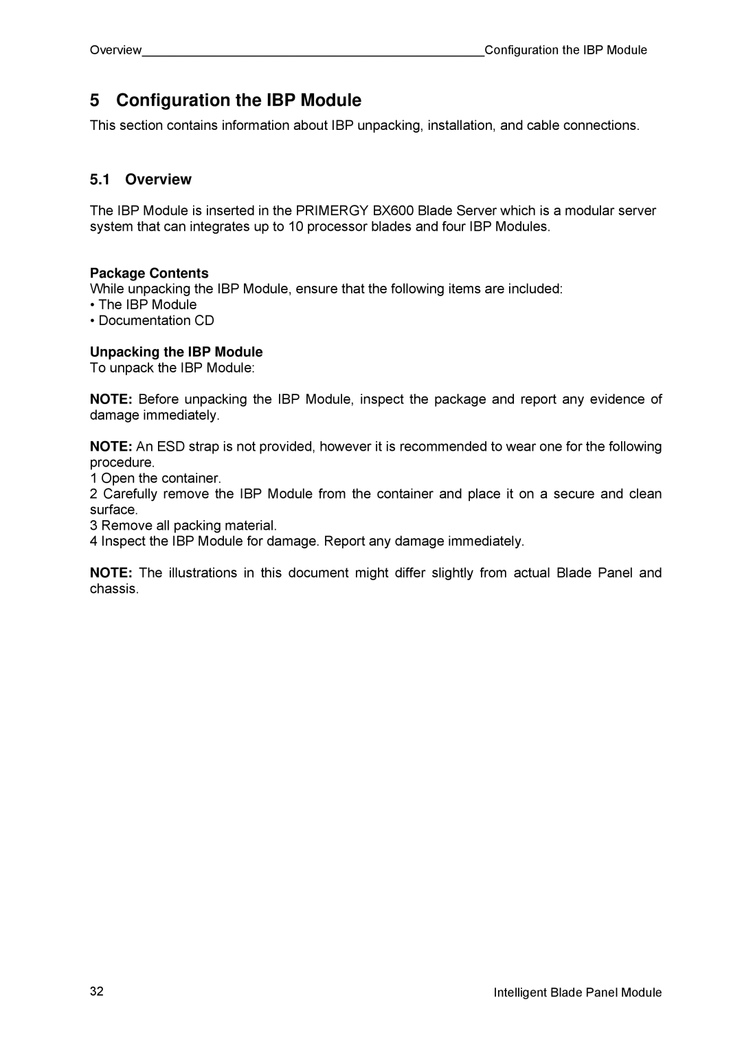 Fujitsu BX600 manual Overview, Package Contents, Unpacking the IBP Module 